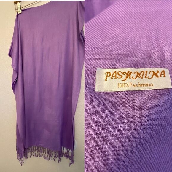 Pashmina 100% lavender lilac purple color Fringe Scarf Wrap Shawl 27x76 - Picture 1 of 8